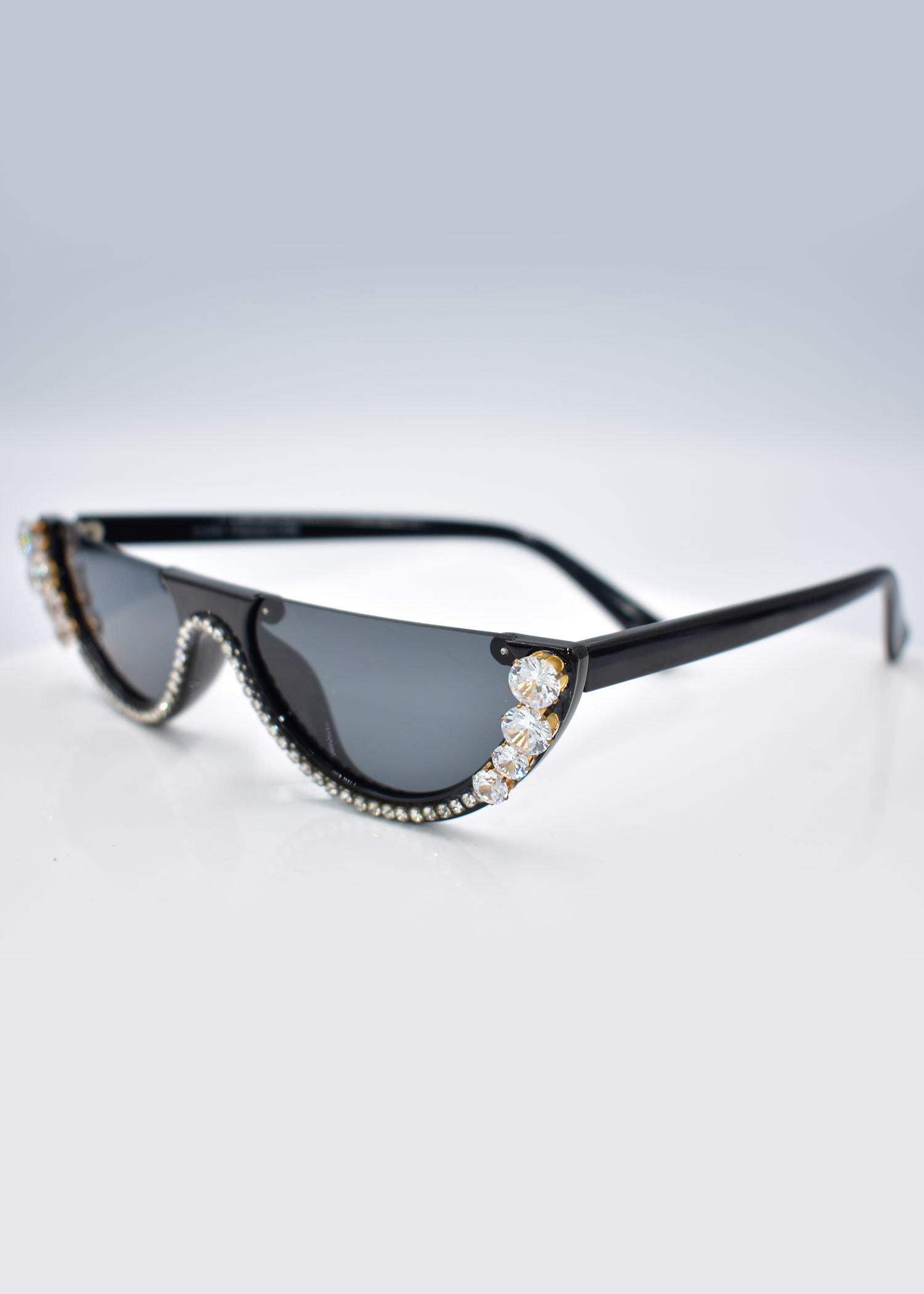 Half Sunglasses in Black/Clear Crystal