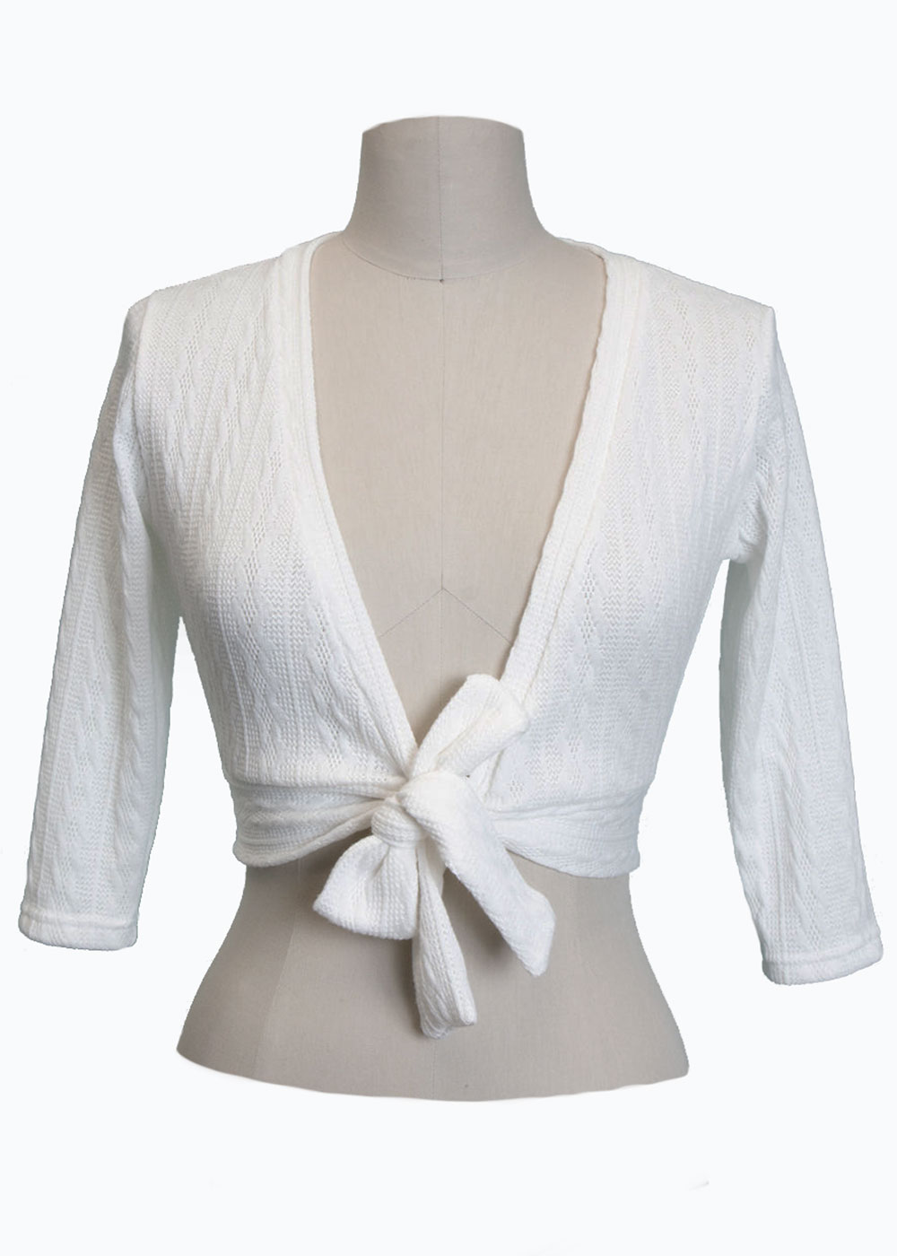 Bee Sweet Bolero in White Cable Knit